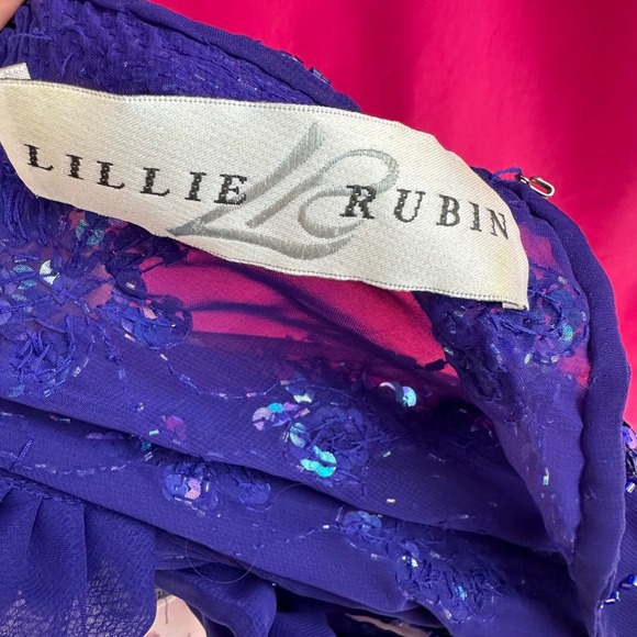 Sequin Beaded Sheer Purple Tunic Top XL Vintage Y2K Lillie Rubin Glam Party - Picture 16 of 17